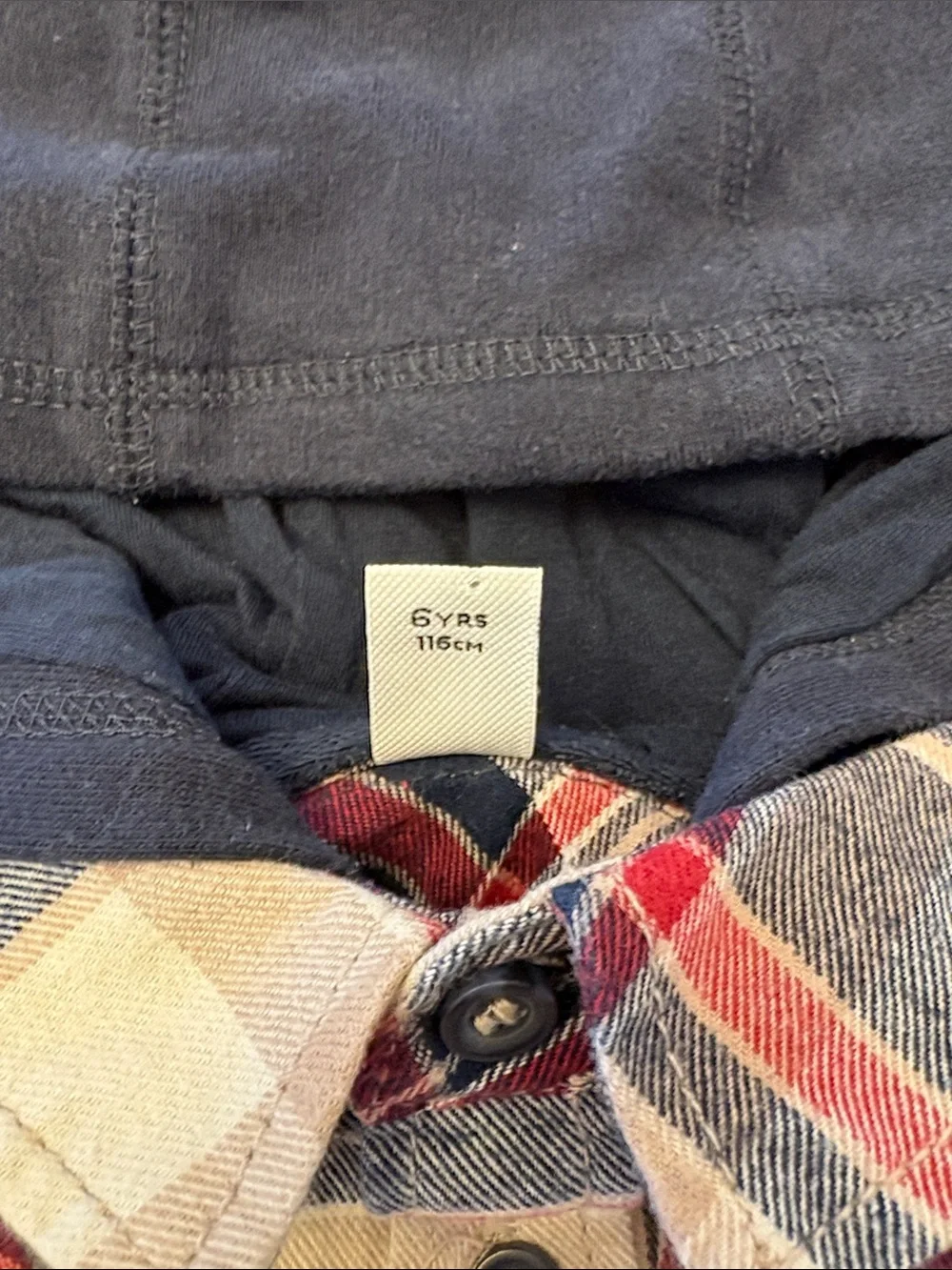 Checked Hooded Lightweight Flannel Shirt/Jacket - Navy/Red - size 6